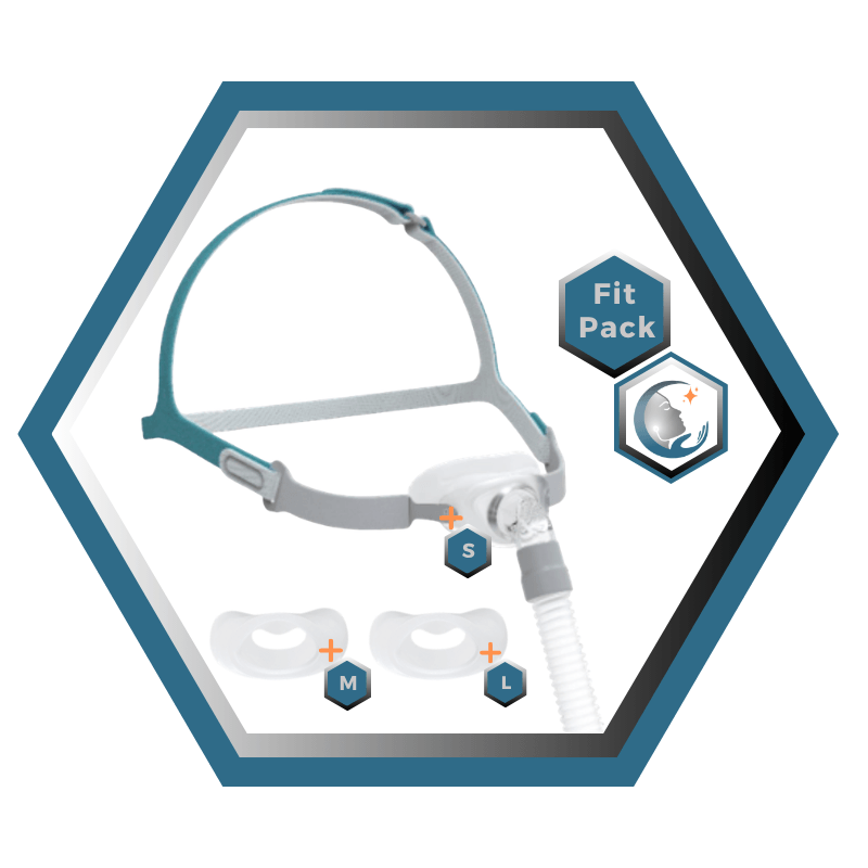 React Health | RIO II™| Masque CPAP Sous-Narinaire| FitPack: harnais,cadre, tube & coussins interchangeables S,M,L