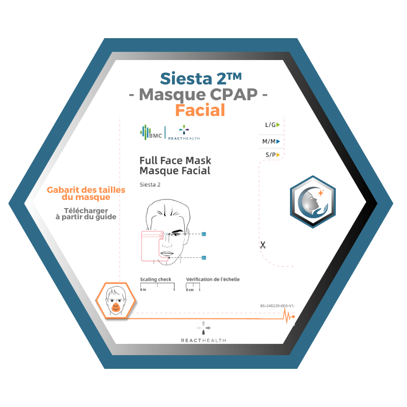 React Health | Siesta 2™| Masque CPAP Facial |Choix de grandeur S-M-L