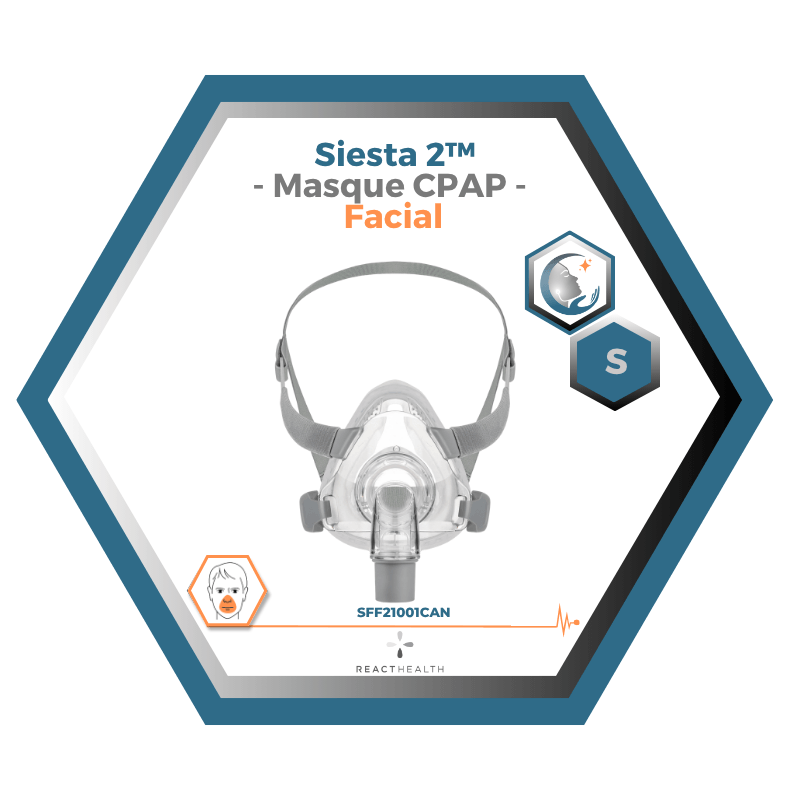 React Health | Siesta 2™| Masque CPAP Facial |Choix de grandeur S-M-L