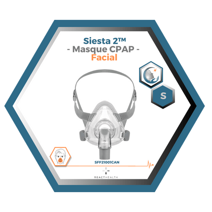 React Health | Siesta 2™| Masque CPAP Facial |Choix de grandeur S-M-L