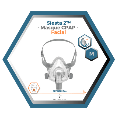 React Health | Siesta 2™| Masque CPAP Facial |Choix de grandeur S-M-L