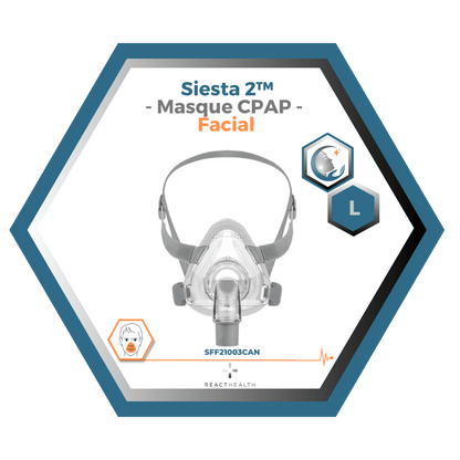 React Health | Siesta 2™| Masque CPAP Facial |Choix de grandeur S-M-L