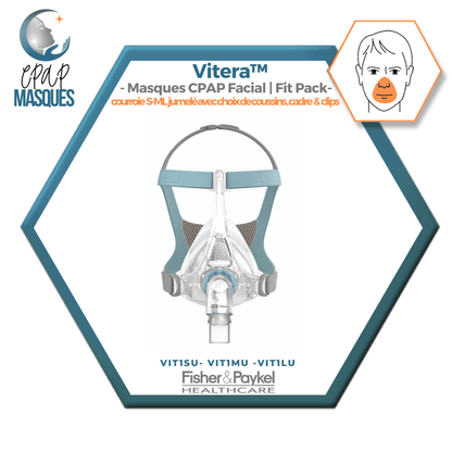 Fisher & Paykel Vitera™ Facial CPAP Mask | FitPack: headstrap with choice of SML cushions &amp; clips