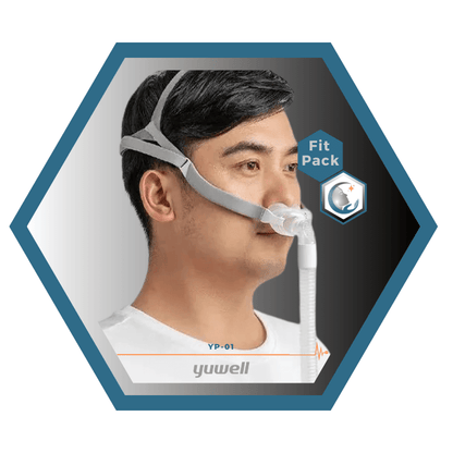 Yuwell | Breathwear | Masque CPAP Narinaire | Sans appui frontal | FitPack: Courroie, cadre, tube, coussins interchangeables S,M,L, YP-01