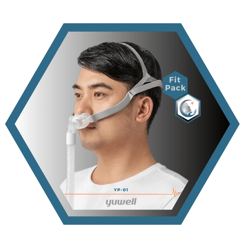 Yuwell | Breathwear | Masque CPAP Narinaire | Sans appui frontal | FitPack: Courroie, cadre, tube, coussins interchangeables S,M,L, YP-01