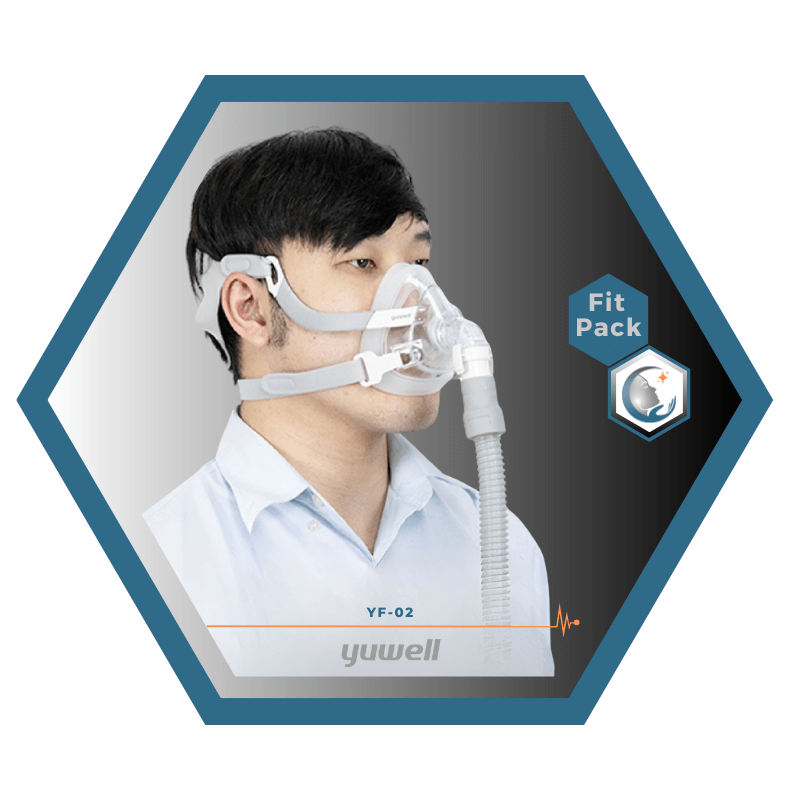Yuwell | Breathwear | Masque CPAP Facial |Sans appui frontal|Fitpack: Courroie, cadre, coussins interchangeables S,M,L,-YF-02