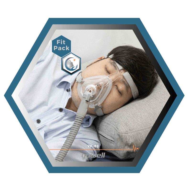 Yuwell | Breathwear | Masque CPAP Facial |Sans appui frontal|Fitpack: Courroie, cadre, coussins interchangeables S,M,L,-YF-02