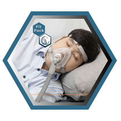 Yuwell | Breathwear | Masque CPAP Facial |Sans appui frontal|Fitpack: Courroie, cadre, coussins interchangeables S,M,L,-YF-02
