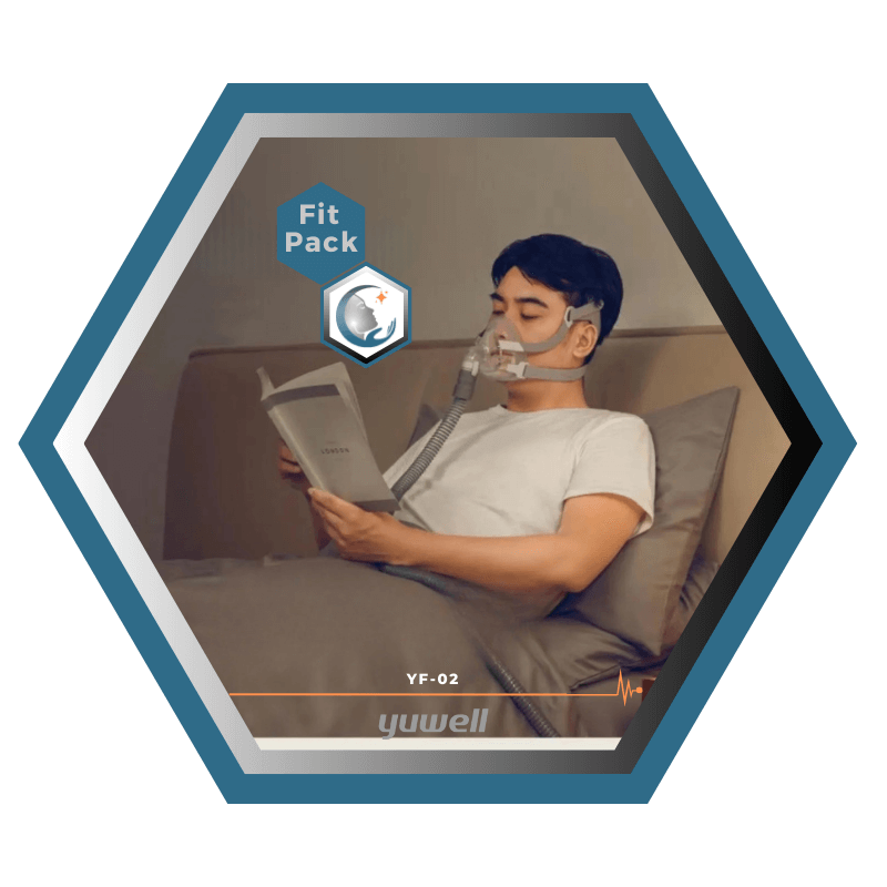 Yuwell | Breathwear | Masque CPAP Facial |Sans appui frontal|Fitpack: Courroie, cadre, coussins interchangeables S,M,L,-YF-02